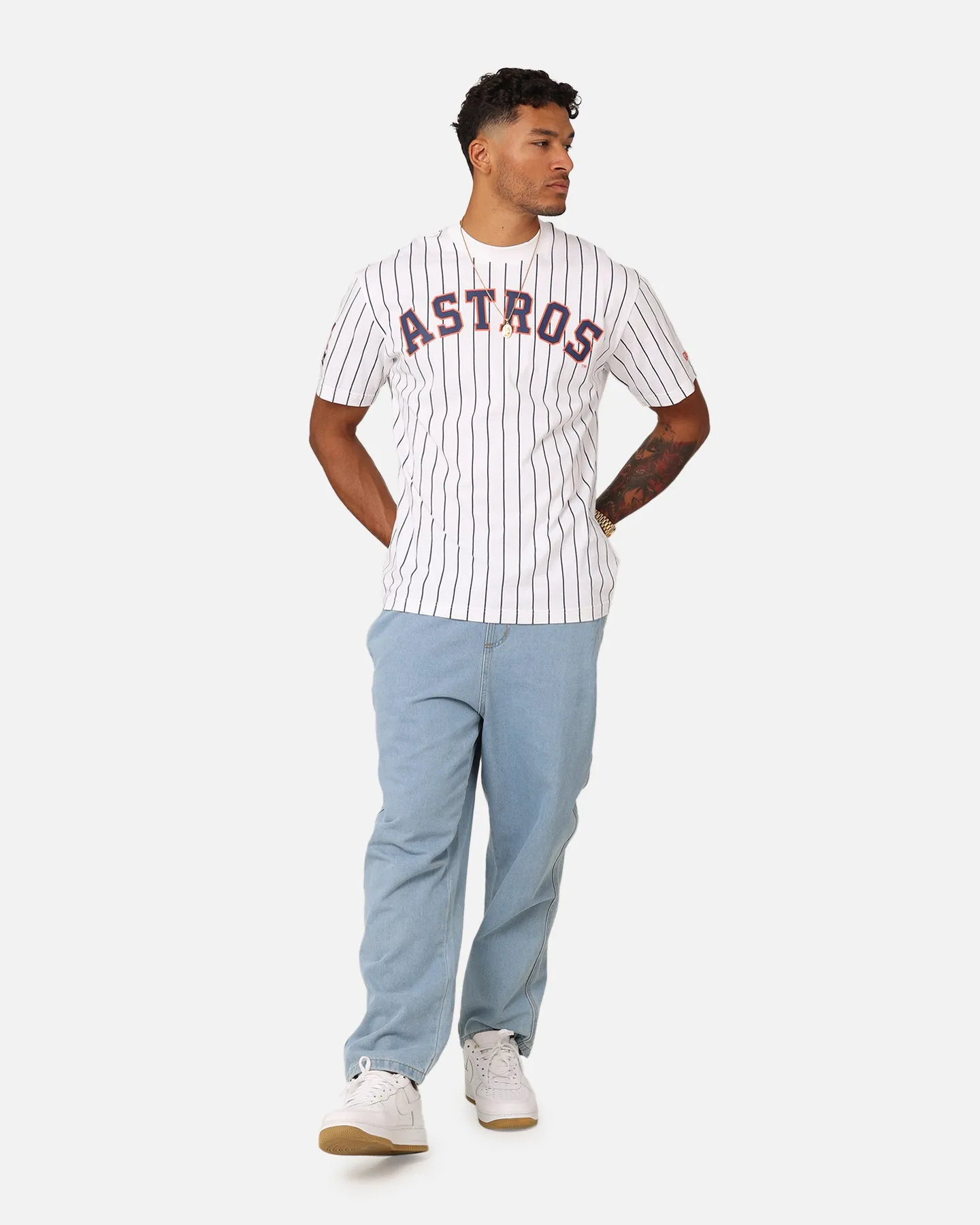 New Era Houston Astros Oversized T-Shirt White Pinstripe