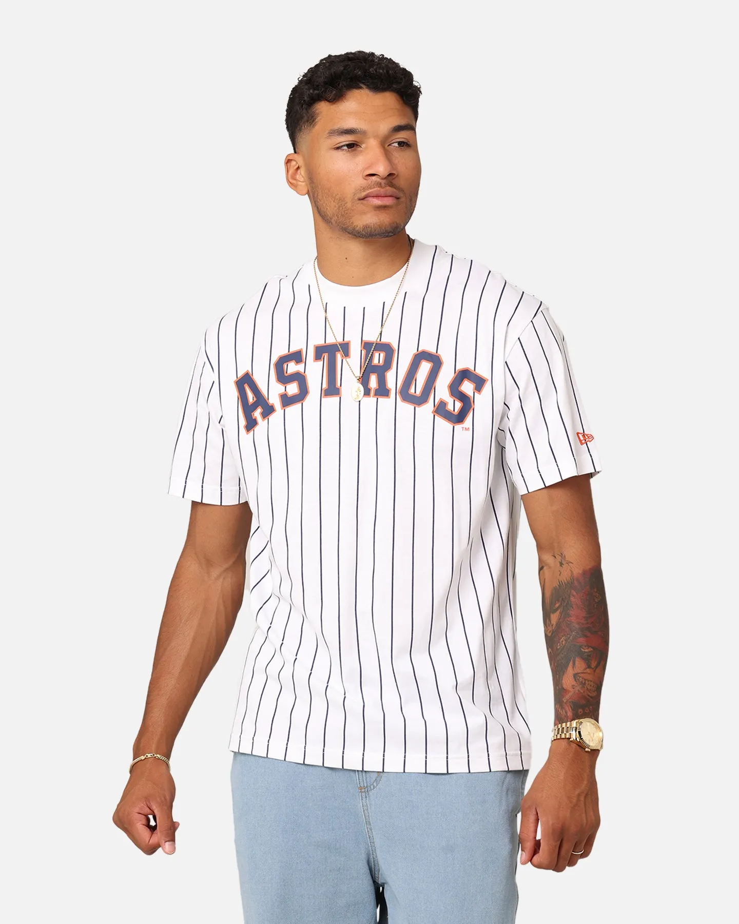 New Era Houston Astros Oversized T-Shirt White Pinstripe