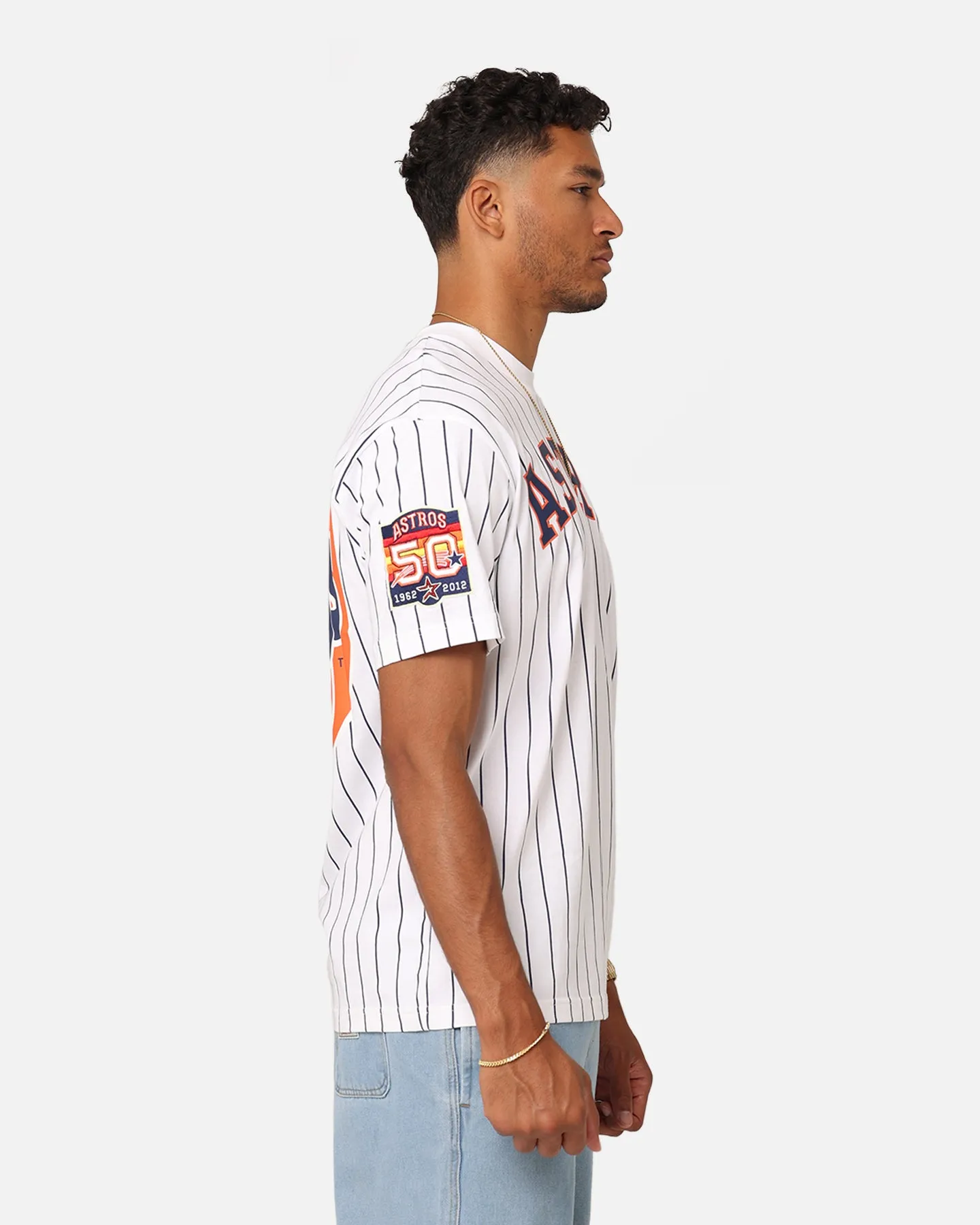 New Era Houston Astros Oversized T-Shirt White Pinstripe