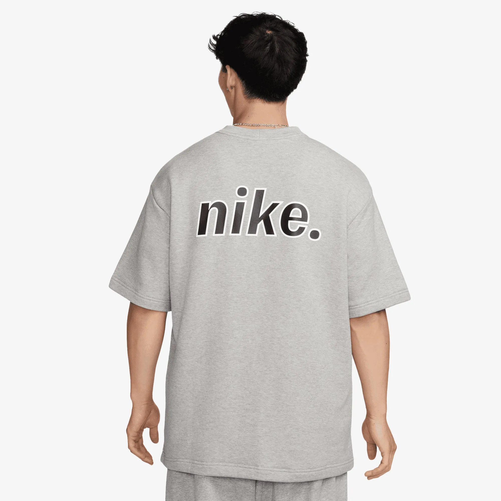 NIKE | SPORTSWEAR FRENCH TERRY SHORT-SLEEVE TOP { DK GREY HEATHER/WHITE