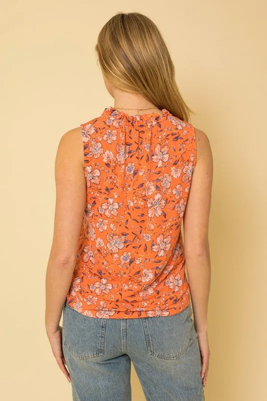 Orange Floral Tank Top