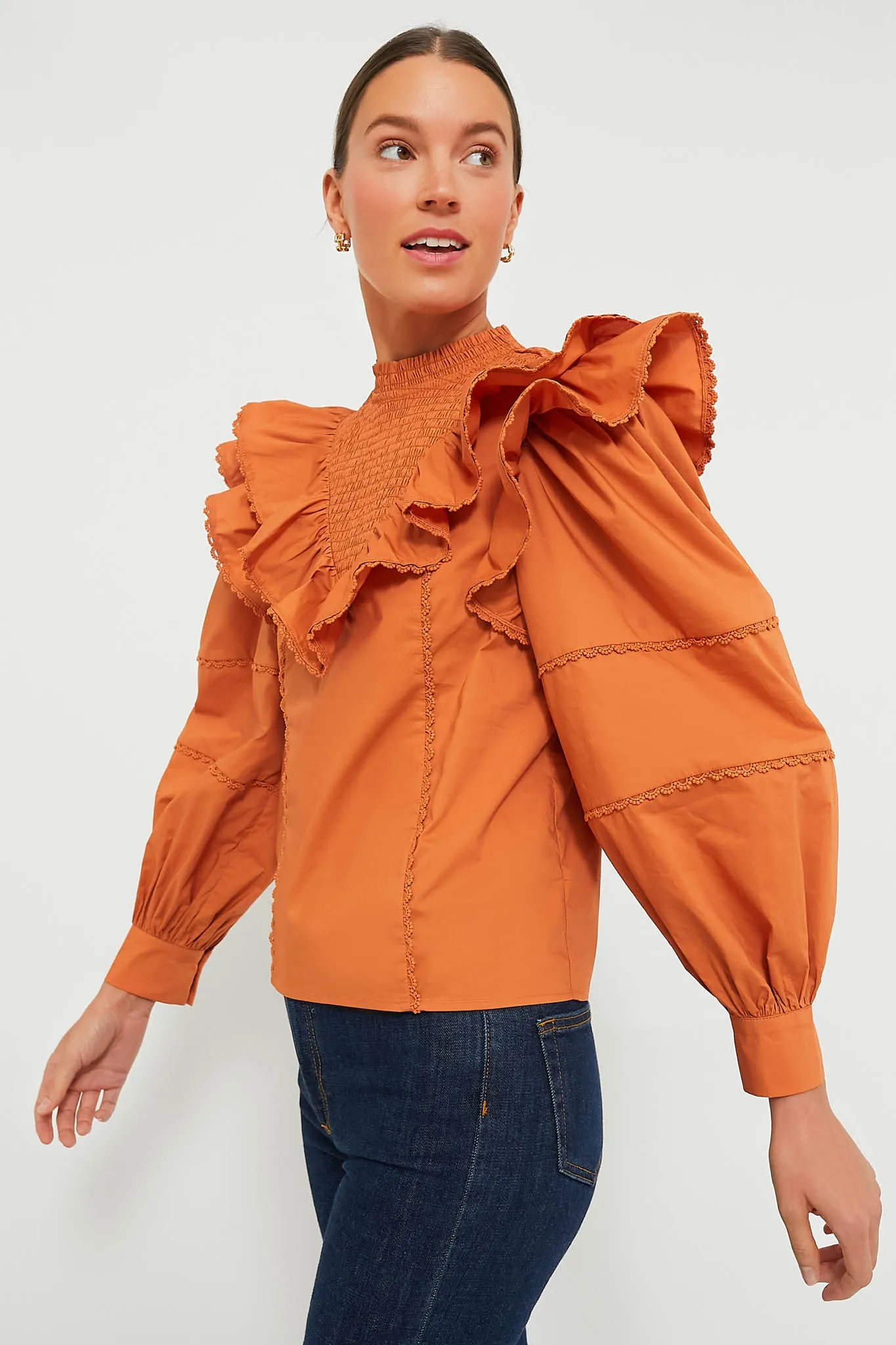 Persimmon Ruffle Parker Blouse