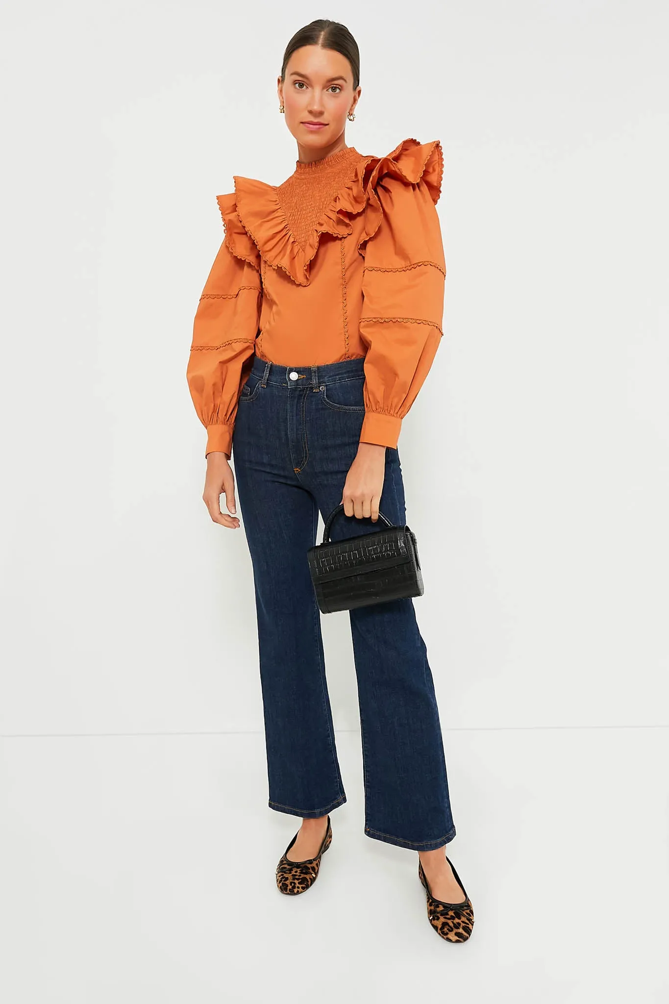 Persimmon Ruffle Parker Blouse