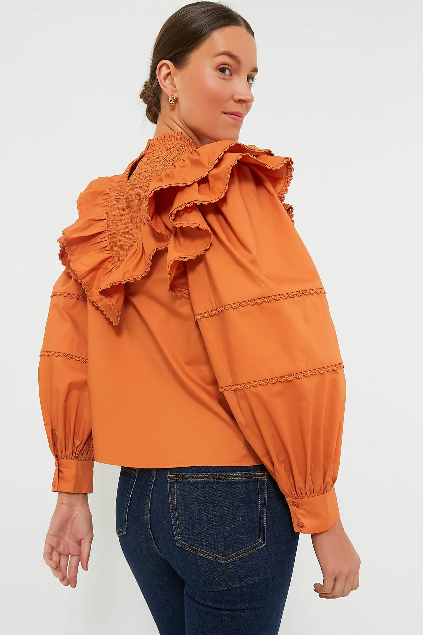 Persimmon Ruffle Parker Blouse