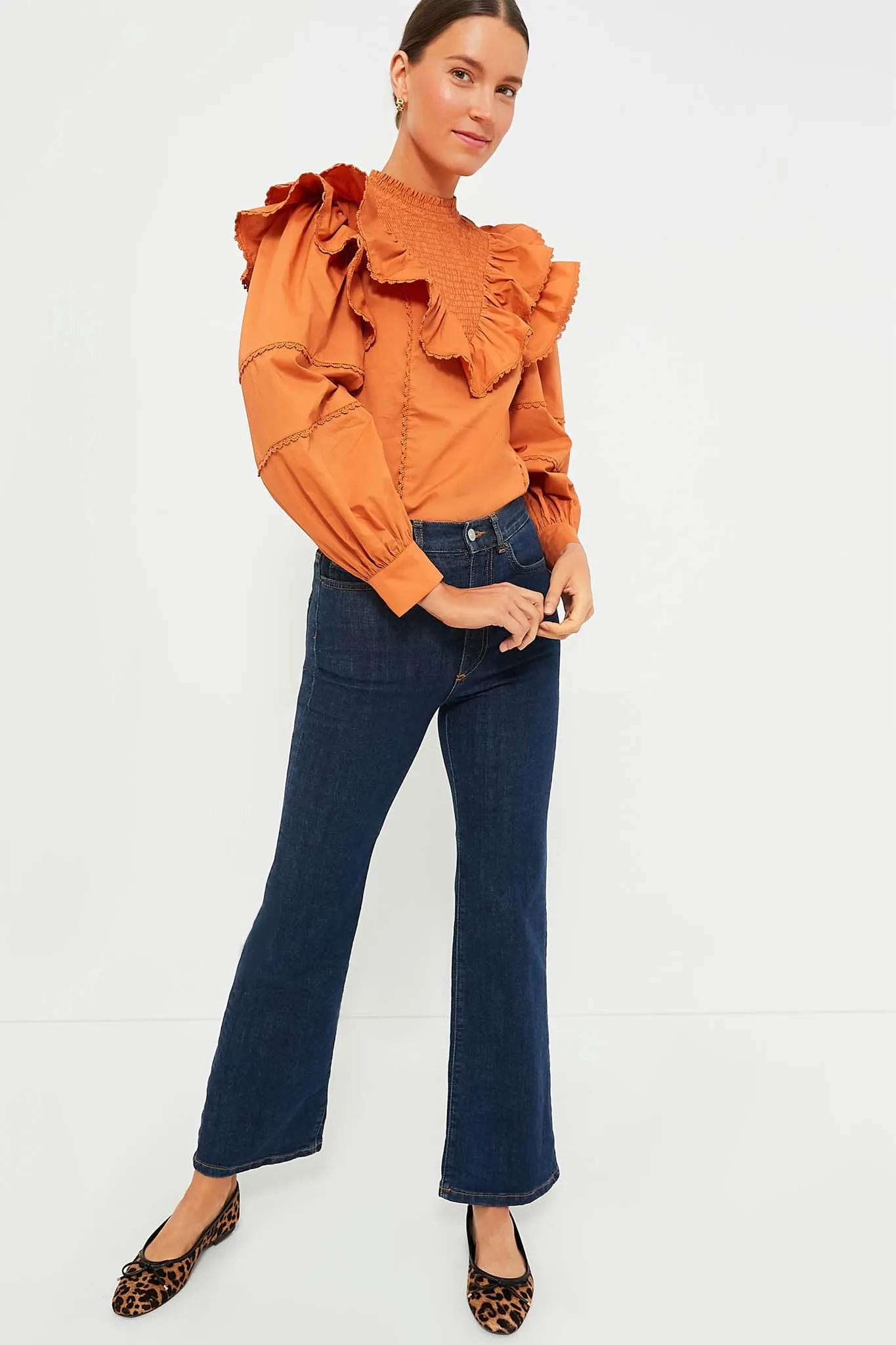 Persimmon Ruffle Parker Blouse