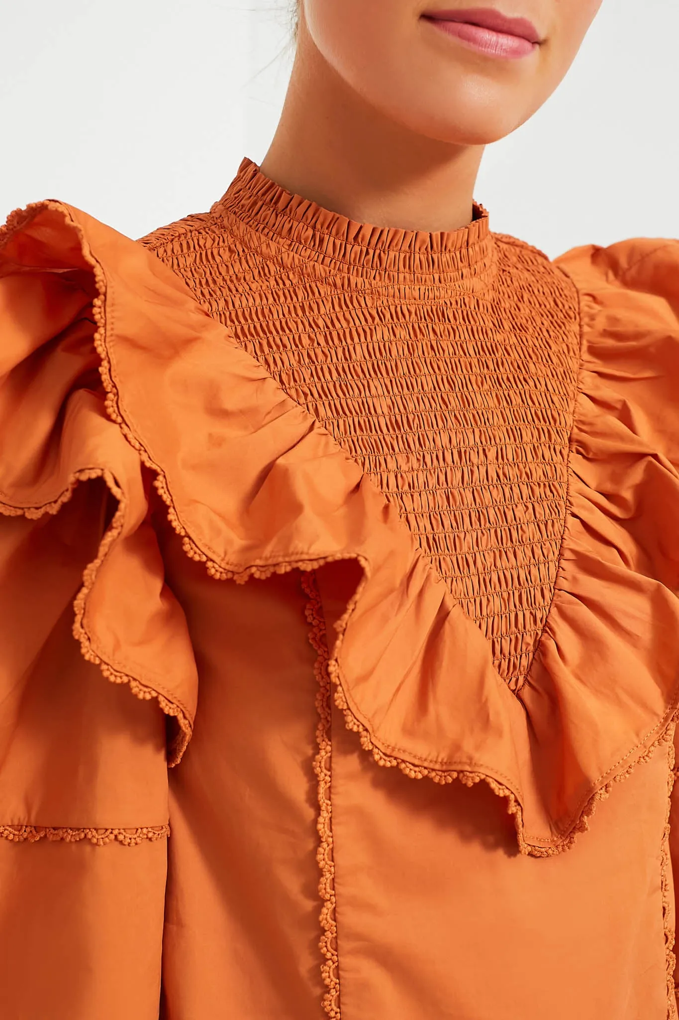 Persimmon Ruffle Parker Blouse