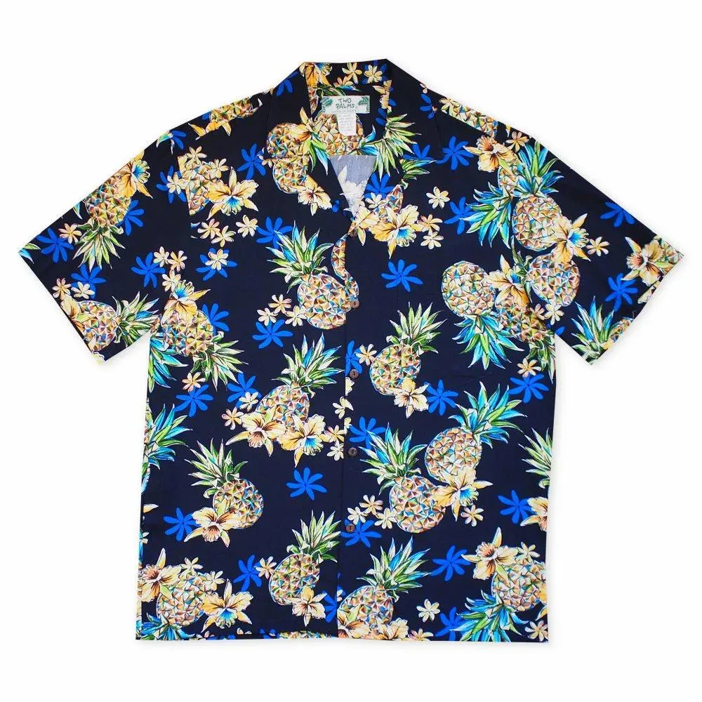 Pineapple Blue Hawaiian Rayon Shirt