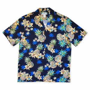 Pineapple Blue Hawaiian Rayon Shirt