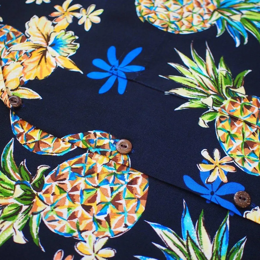 Pineapple Blue Hawaiian Rayon Shirt