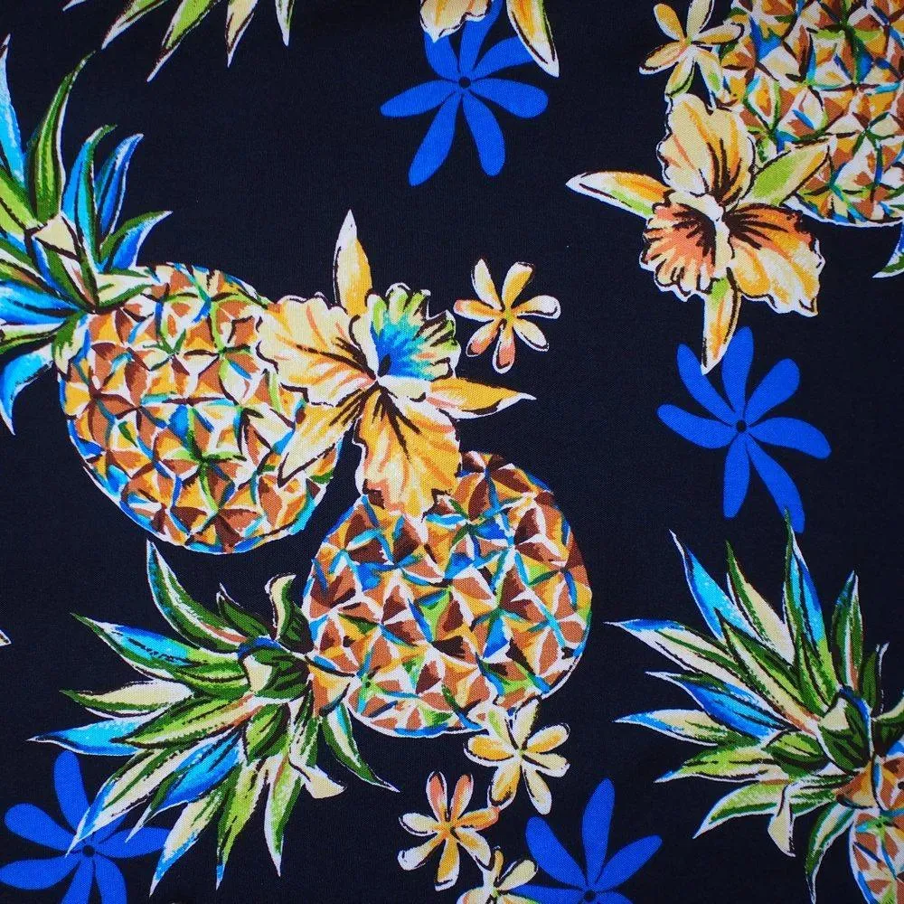 Pineapple Blue Hawaiian Rayon Shirt