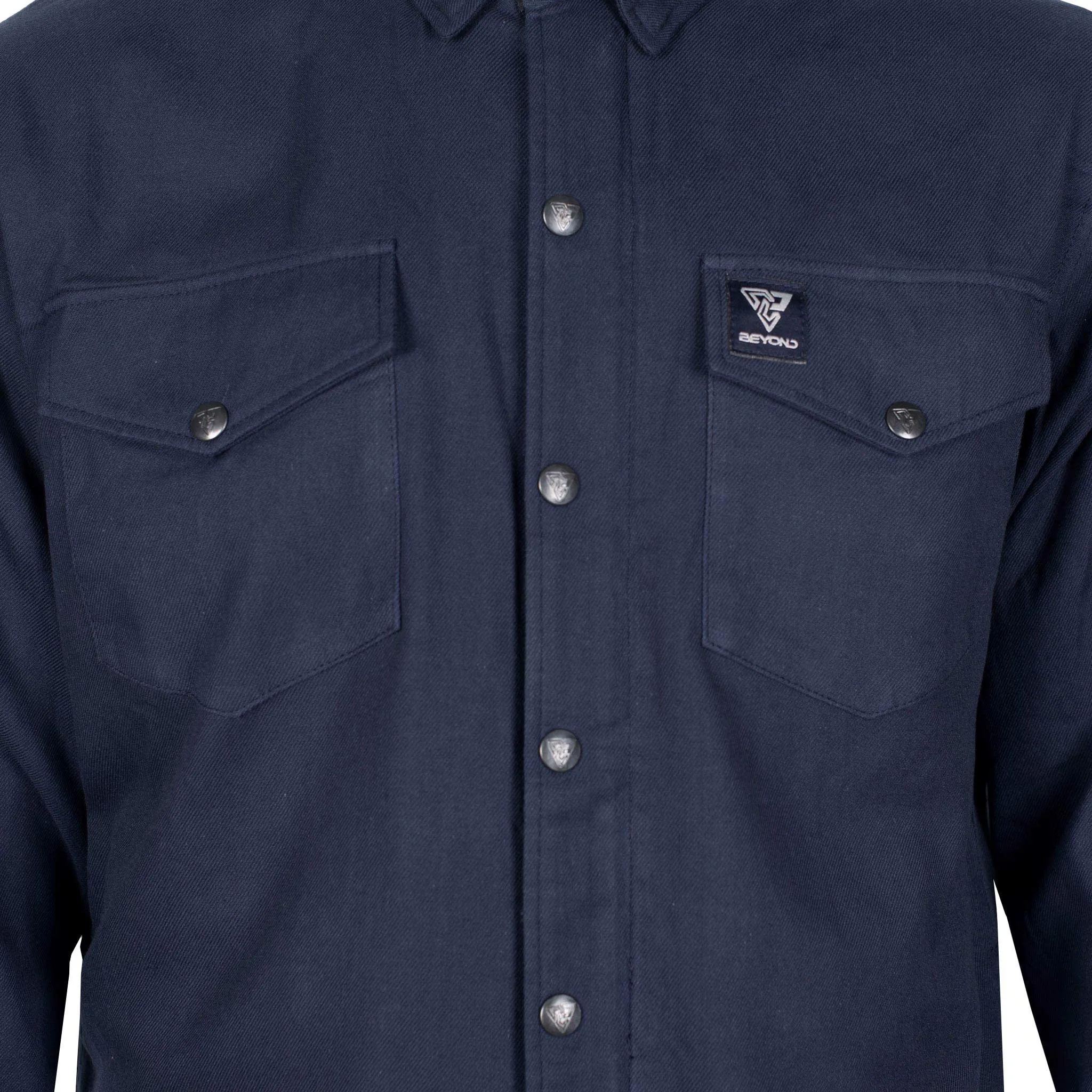 Protective Flannel Shirt - Navy Blue Solid with Pads