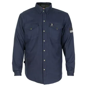 Protective Flannel Shirt - Navy Blue Solid with Pads