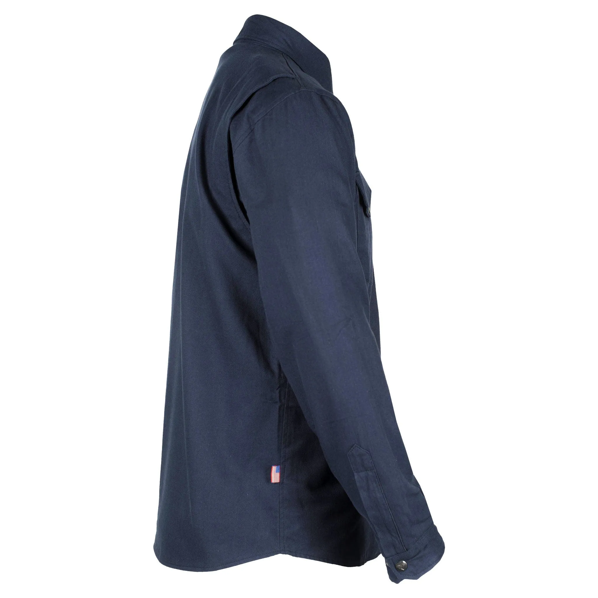 Protective Flannel Shirt - Navy Blue Solid with Pads