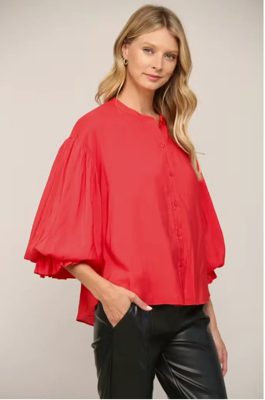 Puff Sleeve Button Down Shirt