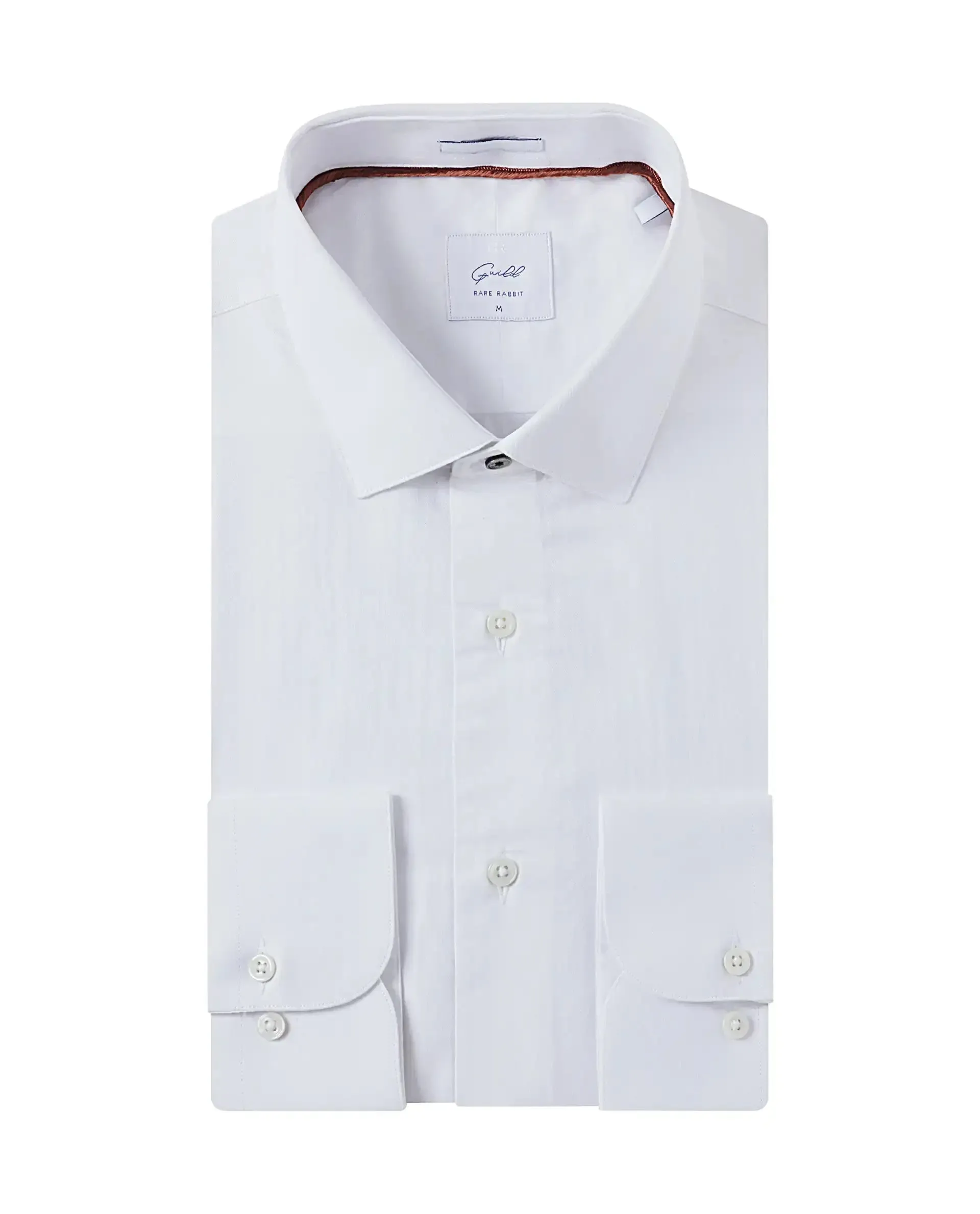 Rare Rabbit Mens Messa White Full Sleeve Regular Fit Solid Shirt