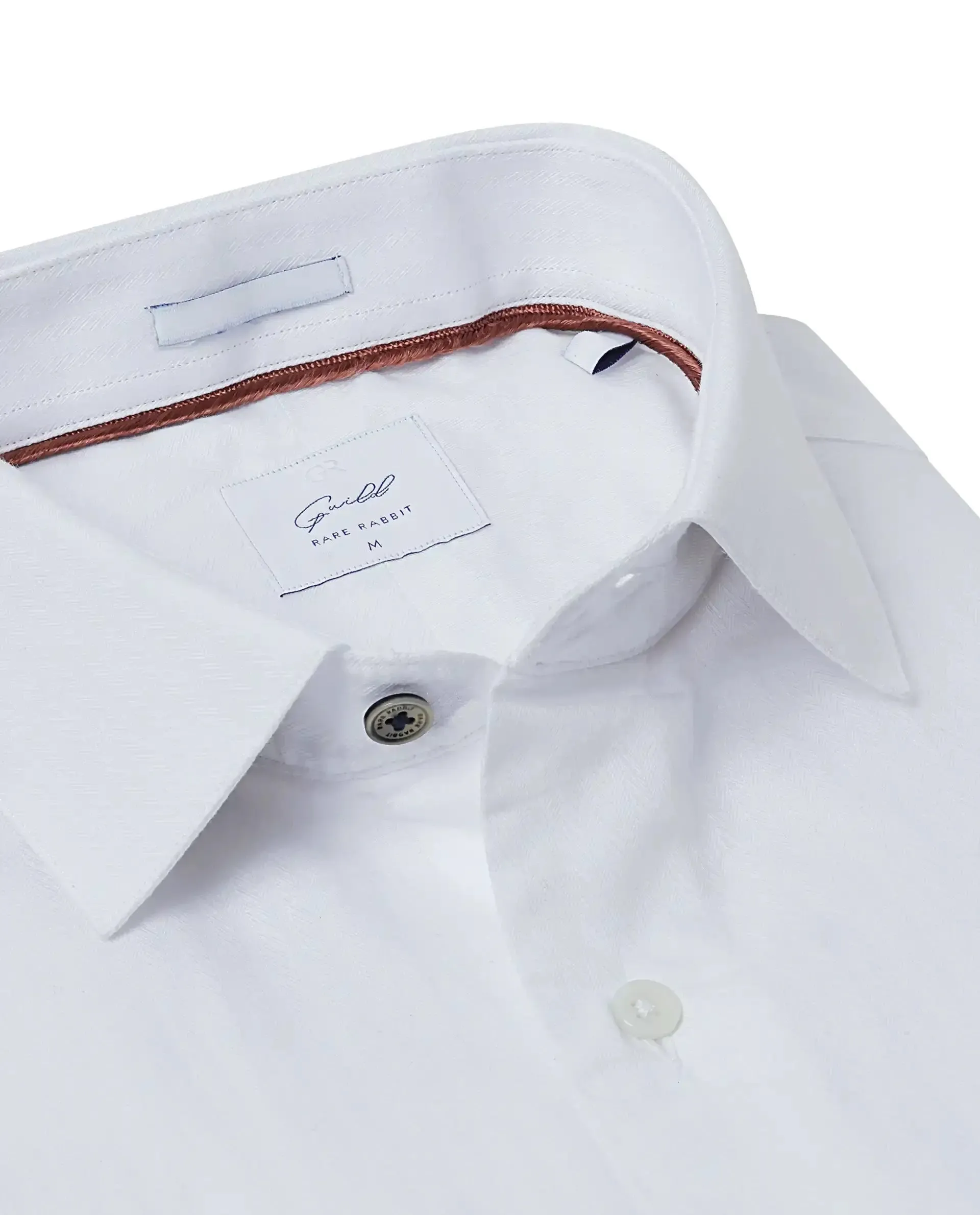 Rare Rabbit Mens Messa White Full Sleeve Regular Fit Solid Shirt