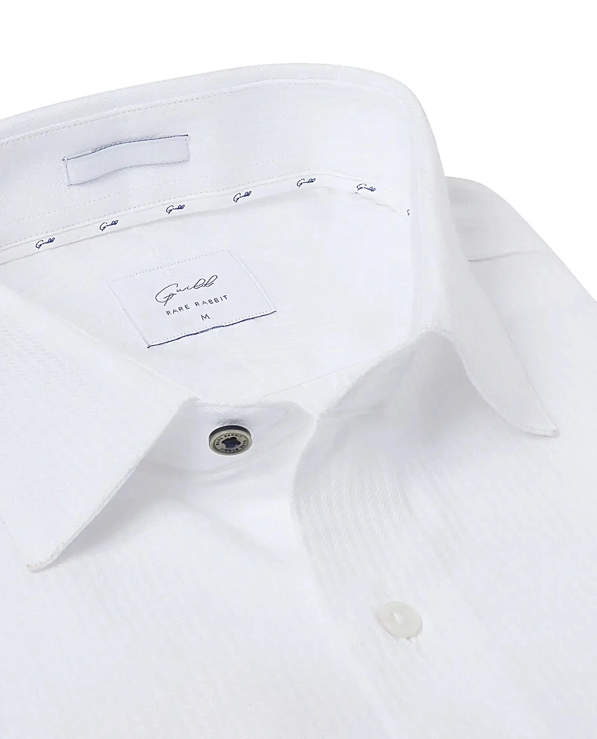 Rare Rabbit Mens Novo White Full Sleeve Regular Fit Self Stripe Shirt