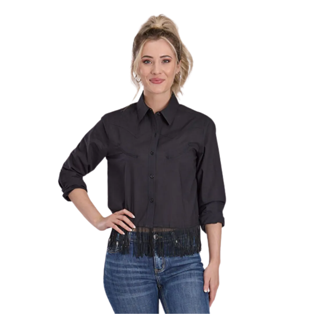 Roper Women's Cotton Cambric Black Blouse