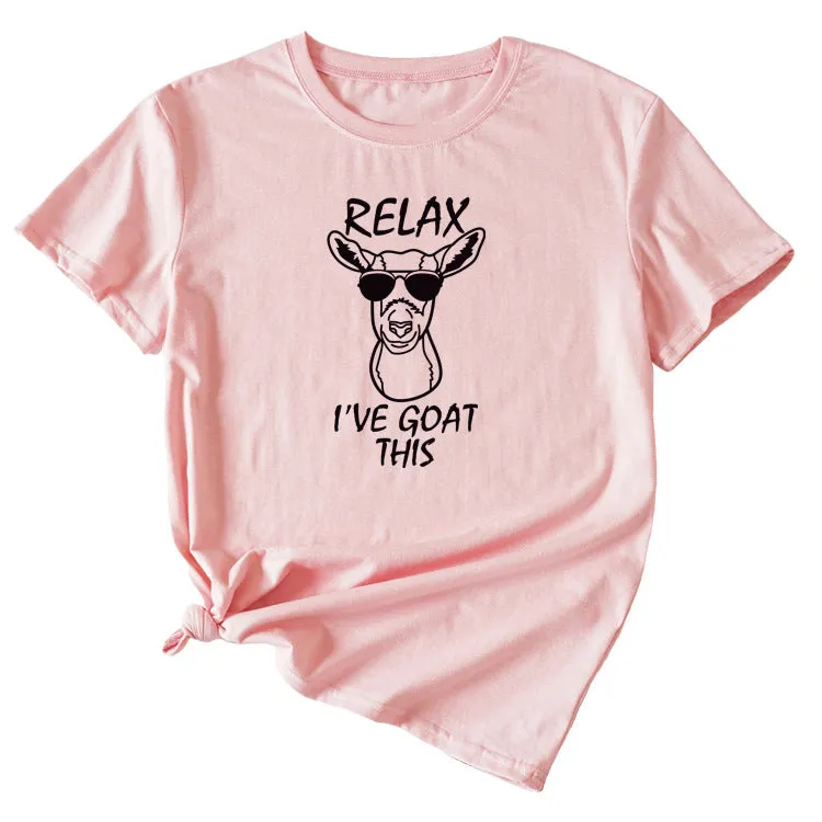 Sand Large Women's T-Shirt RELAX I'VE GOAT Short Sleeve