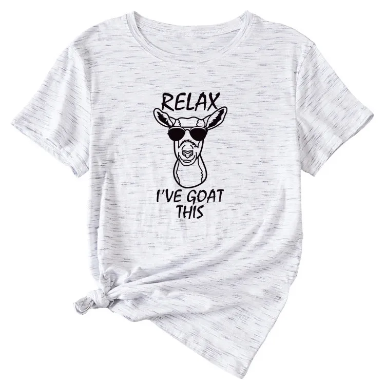 Sand Large Women's T-Shirt RELAX I'VE GOAT Short Sleeve