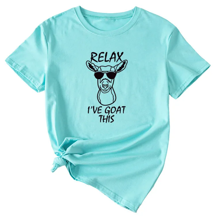 Sand Large Women's T-Shirt RELAX I'VE GOAT Short Sleeve