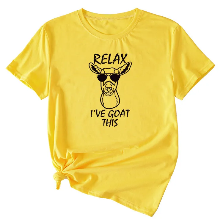 Sand Large Women's T-Shirt RELAX I'VE GOAT Short Sleeve