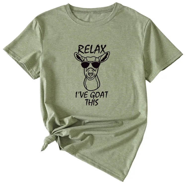 Sand Large Women's T-Shirt RELAX I'VE GOAT Short Sleeve