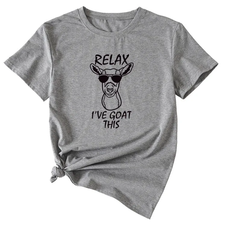 Sand Large Women's T-Shirt RELAX I'VE GOAT Short Sleeve