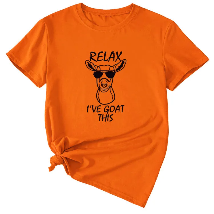 Sand Large Women's T-Shirt RELAX I'VE GOAT Short Sleeve