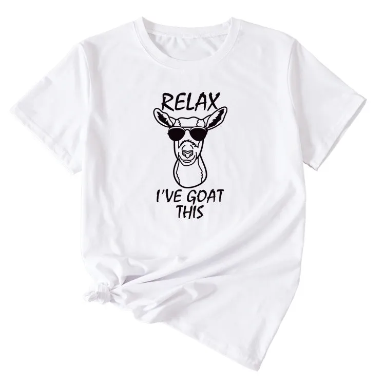 Sand Large Women's T-Shirt RELAX I'VE GOAT Short Sleeve