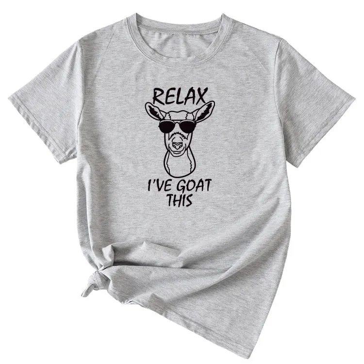 Sand Large Women's T-Shirt RELAX I'VE GOAT Short Sleeve