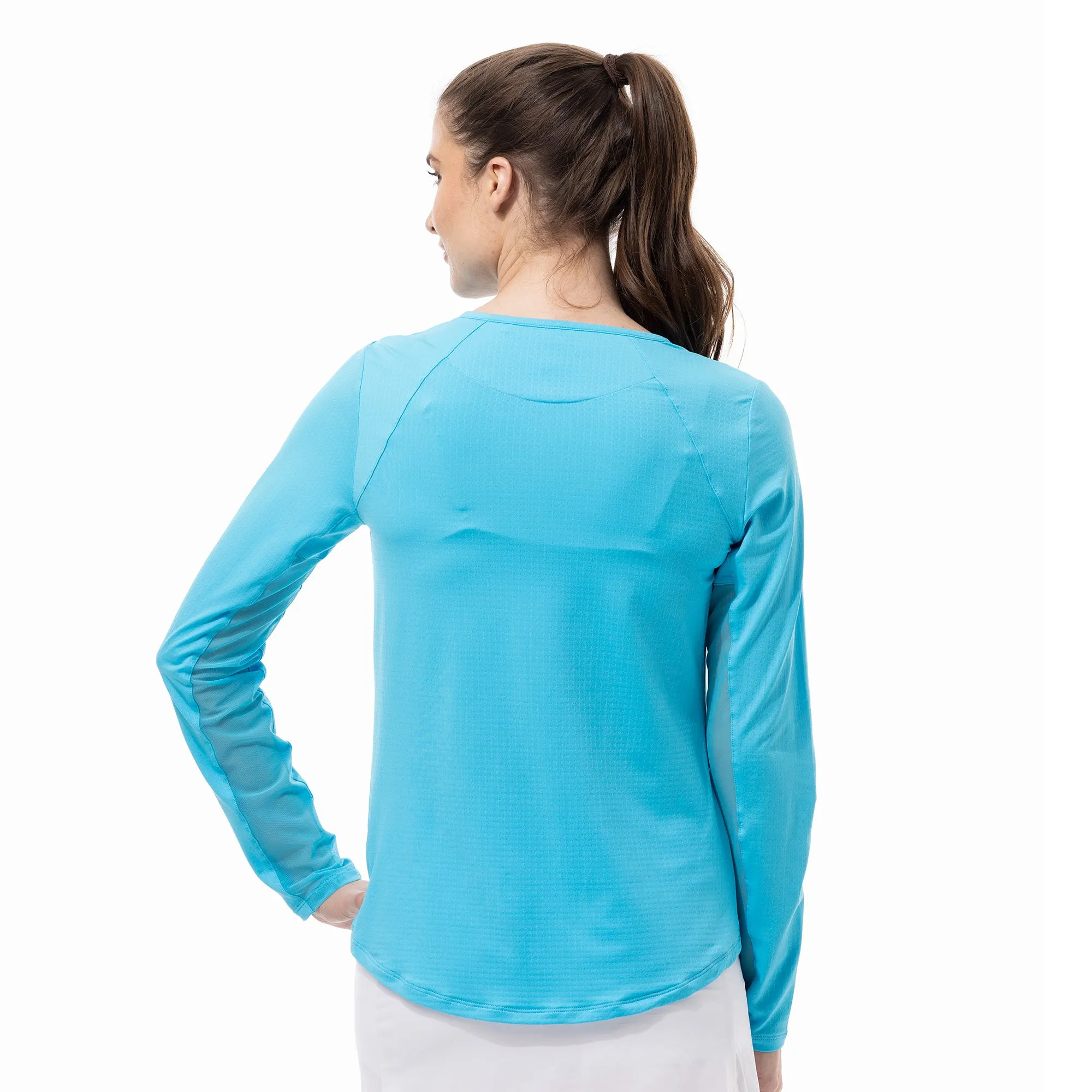 SanSoleil SolTek Solid Active Diamond Neck Womens Long Sleeve Sun Shirt