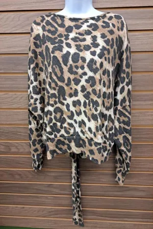 Self Tie Back Leopard Long Sleeve