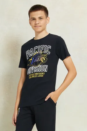 Senior Boys Black Lakers Printed T-Shirt