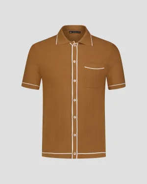 SG Knit Polo - Tipped Brown