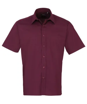 Short sleeve poplin shirt | Aubergine