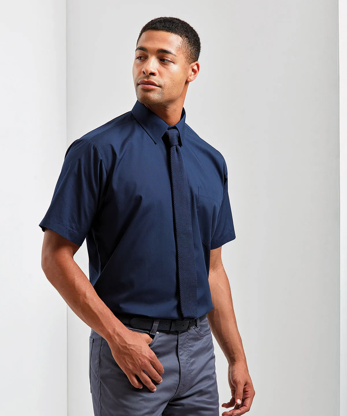 Short sleeve poplin shirt | Aubergine