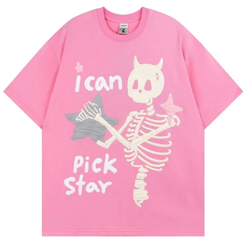 Skeleton Star Graphic Print T-Shirt