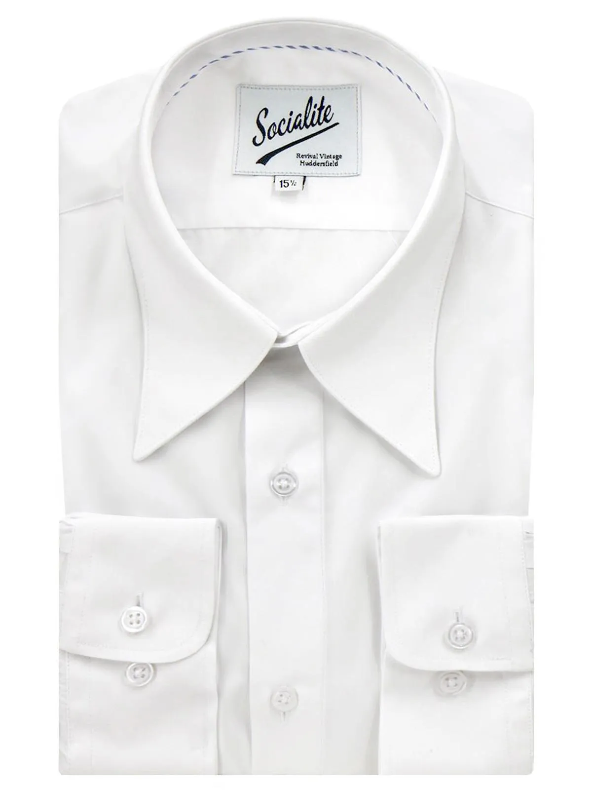 Spearpoint Collar Shirt - White Premium Cotton Barrel Cuff