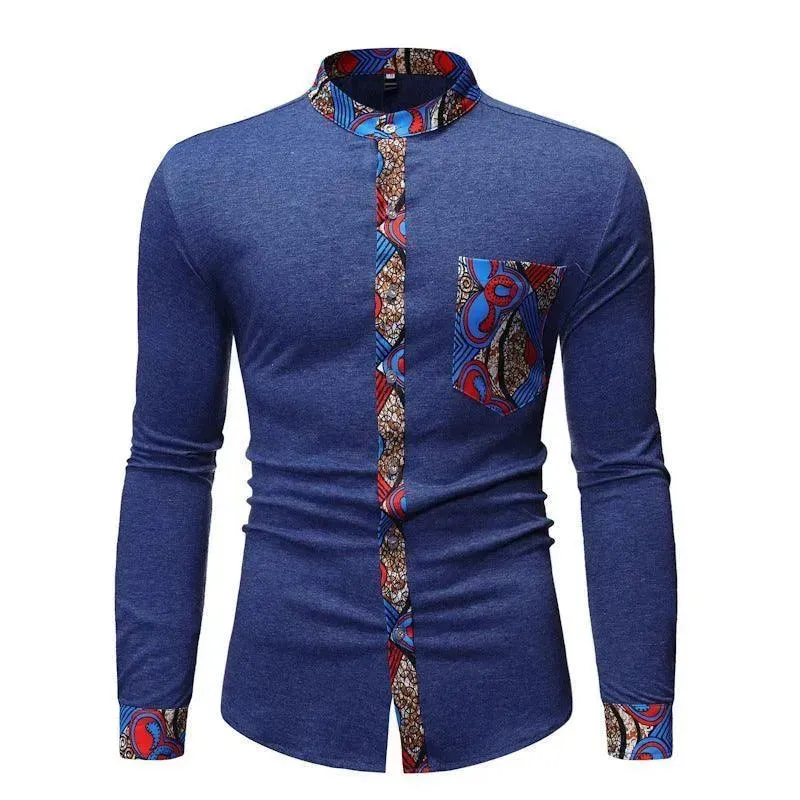 Stylish Patterned Long Sleeve Shirt for Men