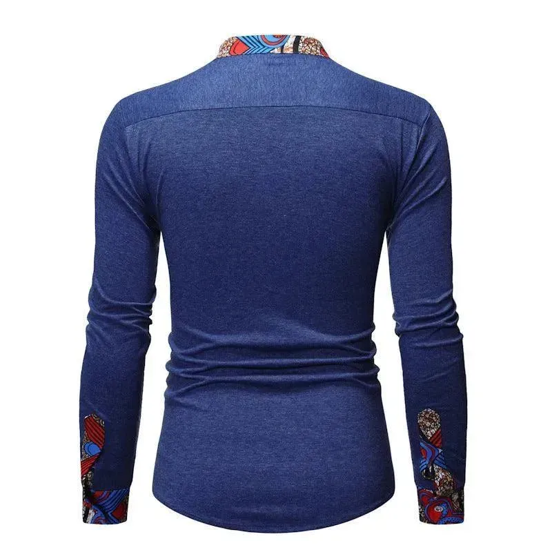 Stylish Patterned Long Sleeve Shirt for Men