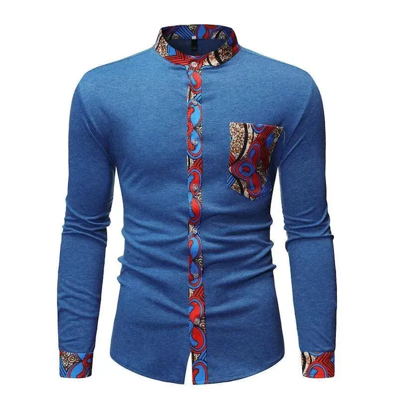 Stylish Patterned Long Sleeve Shirt for Men