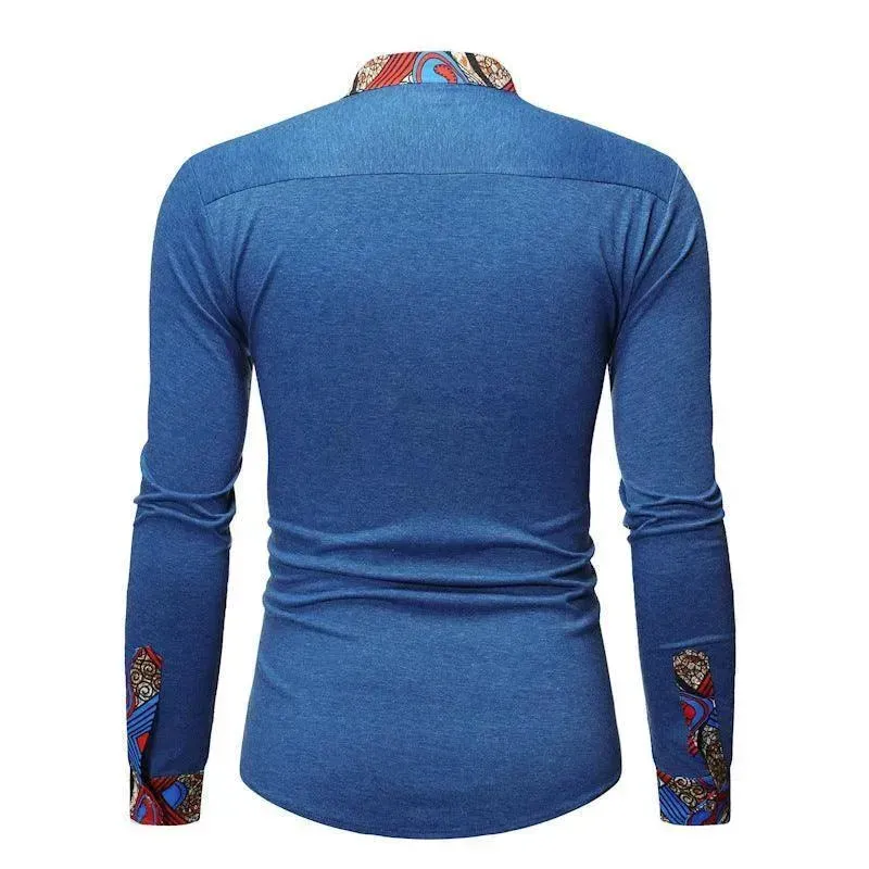 Stylish Patterned Long Sleeve Shirt for Men