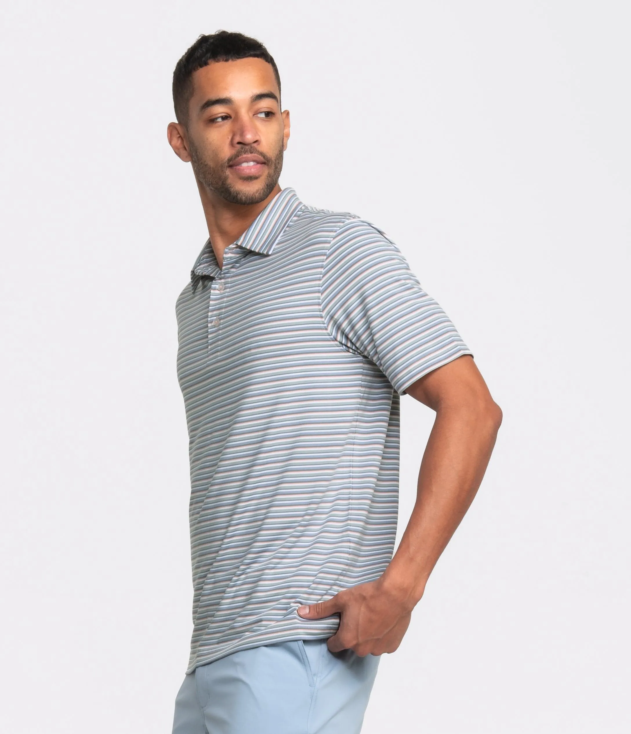 Tybee Stripe Polo - Amberjack