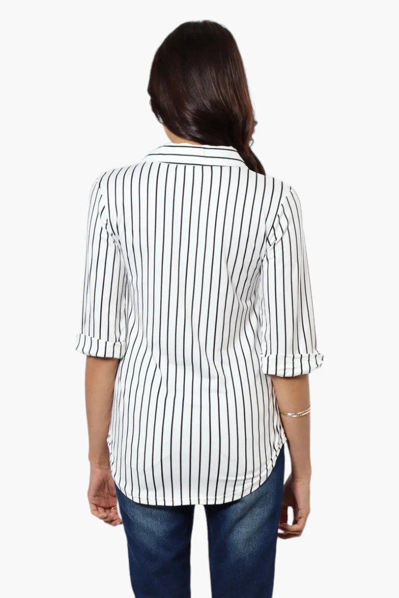 Urbanology Striped Flap Pocket Button Down Shirt - White