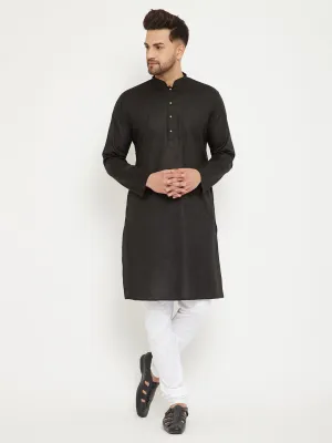 Vastramay Men's Black & White Kurta Pyjama