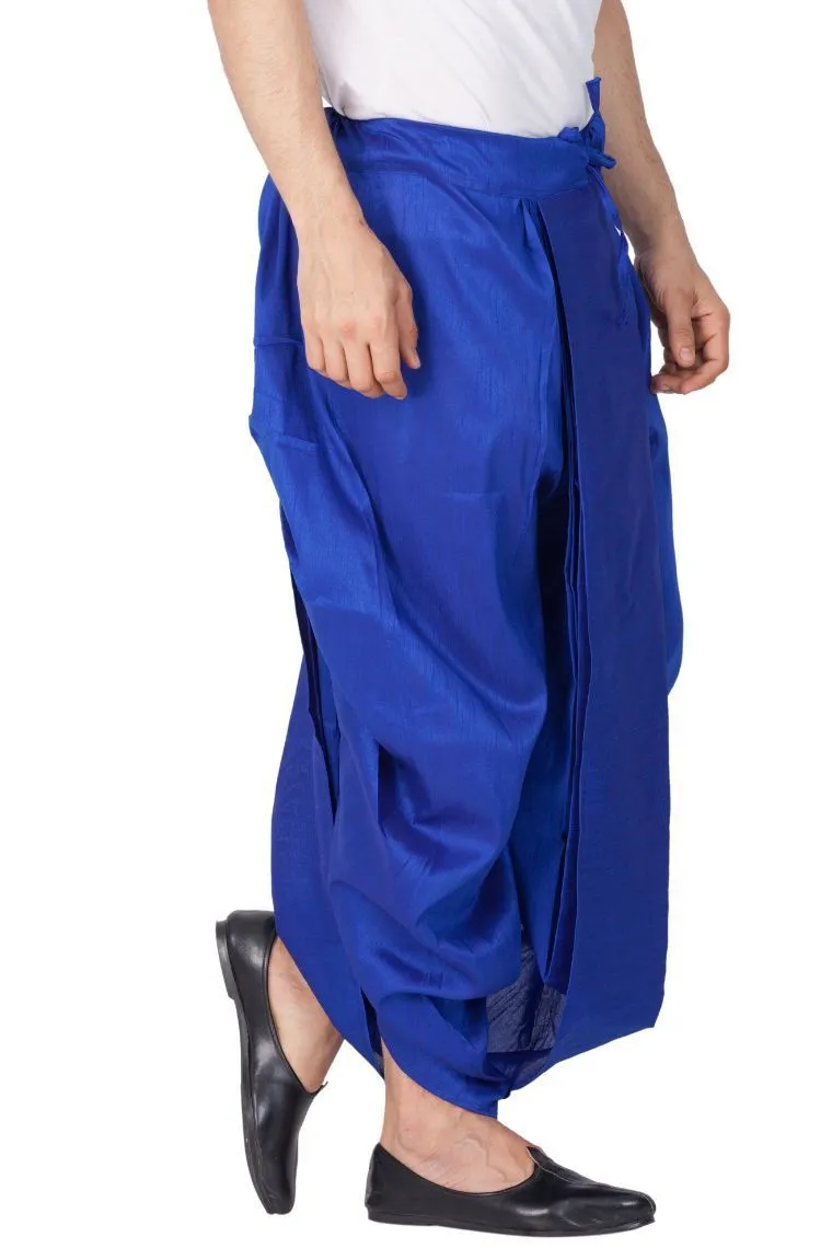 VM By VASTRAMAY Men's Blue Cotton Silk Blend Dhoti