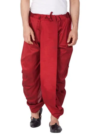 VM By VASTRAMAY Men's Maroon Cotton Silk Blend Dhoti