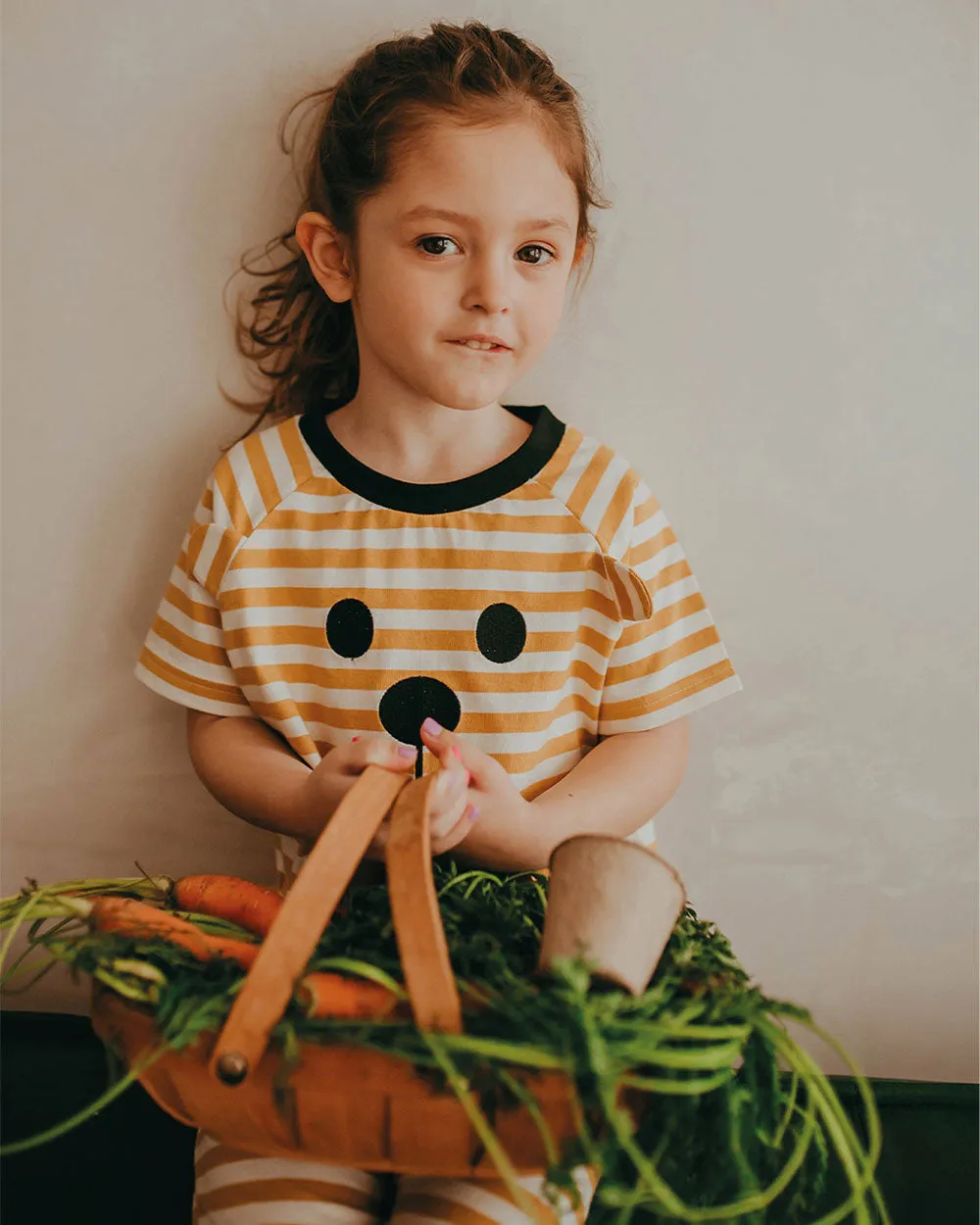 Wide Stripe Mustard Character T-Shirt