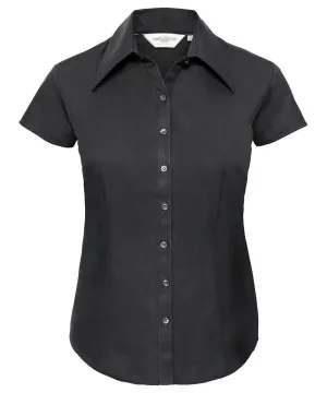 Womens cap sleeve Tencel® fitted shirt | Black